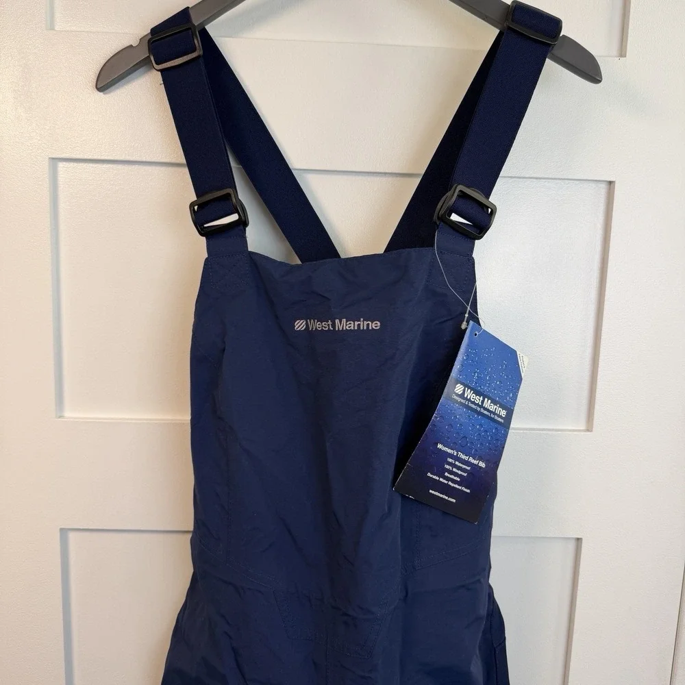 West Marine Third Reef Bib‎ Blue Navy Women's S Boating Fishing Waders NWT New